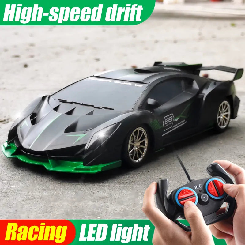 Carro RC 1/18 LED: Controle Remoto 2.4G, Corrida de Alta Velocidade para Crianças - Brinquedo Drift para Meninos e Meninas