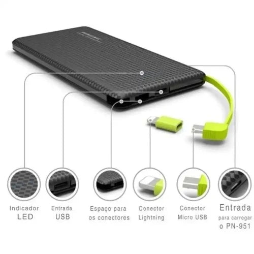 Carregador portátil  V8 potencia 10000Mah