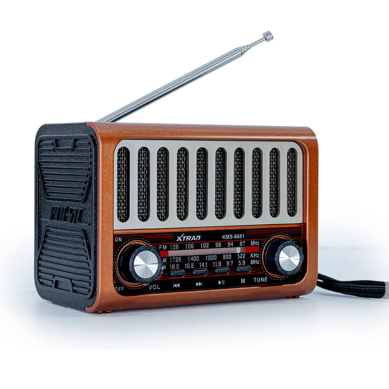 Rádio Retro Bluetooth Vintage Portátil FM Xtrad