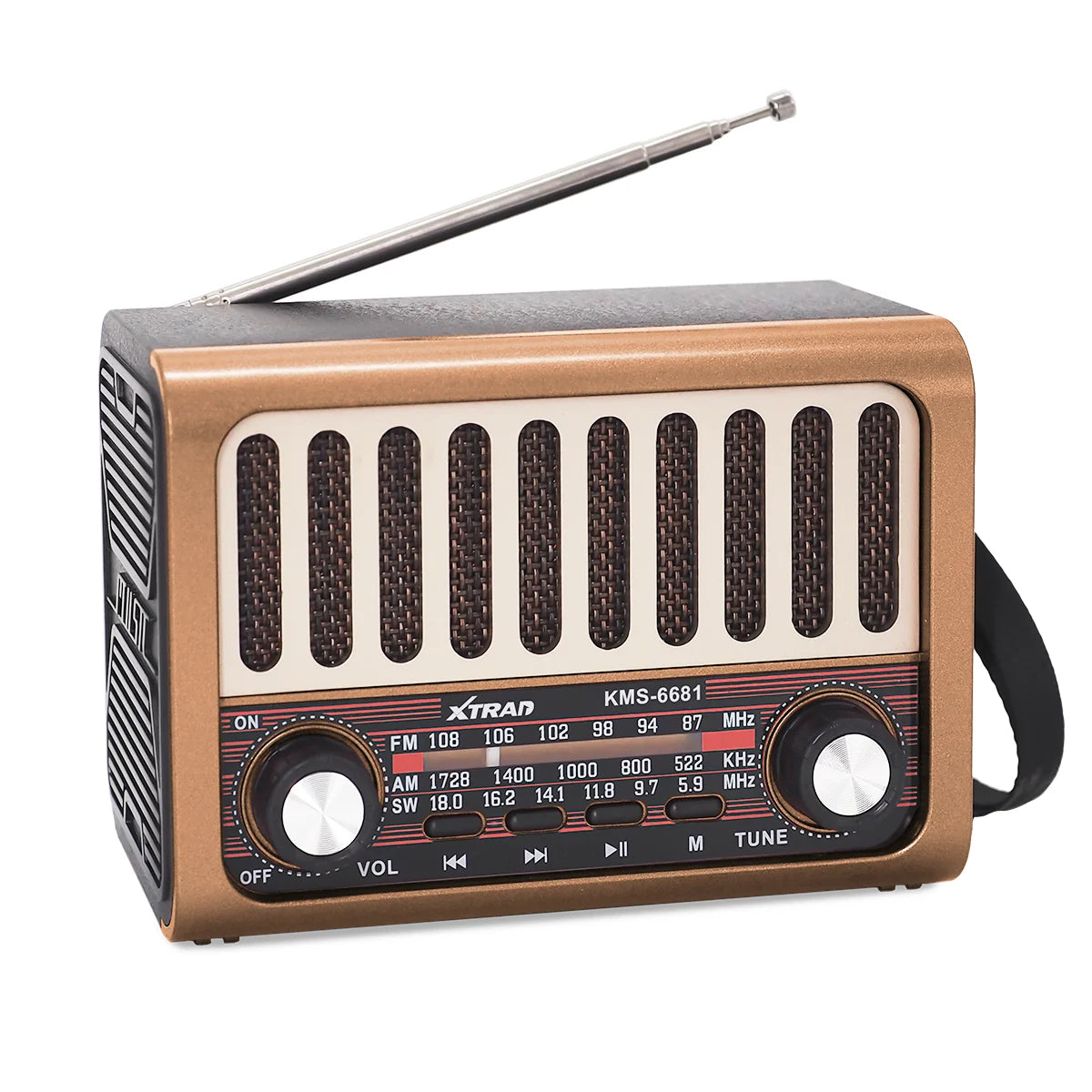 Rádio Retro Bluetooth Vintage Portátil FM Xtrad
