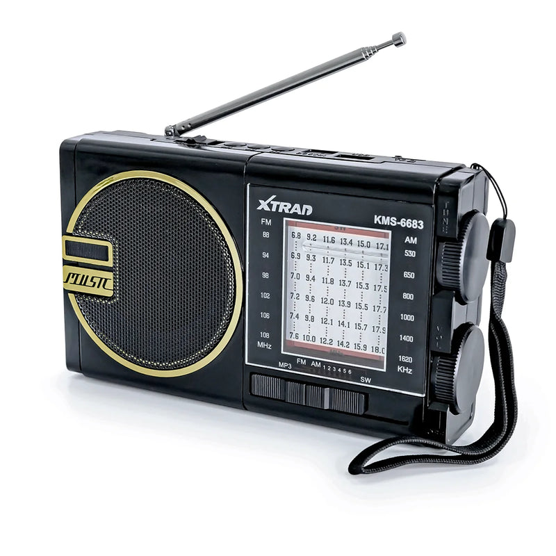 Radio Retro Vintage Portátil com Bluetooth Carregamento Solar Lanterna Rádio FM/AM USB Cartão SD Xtrad