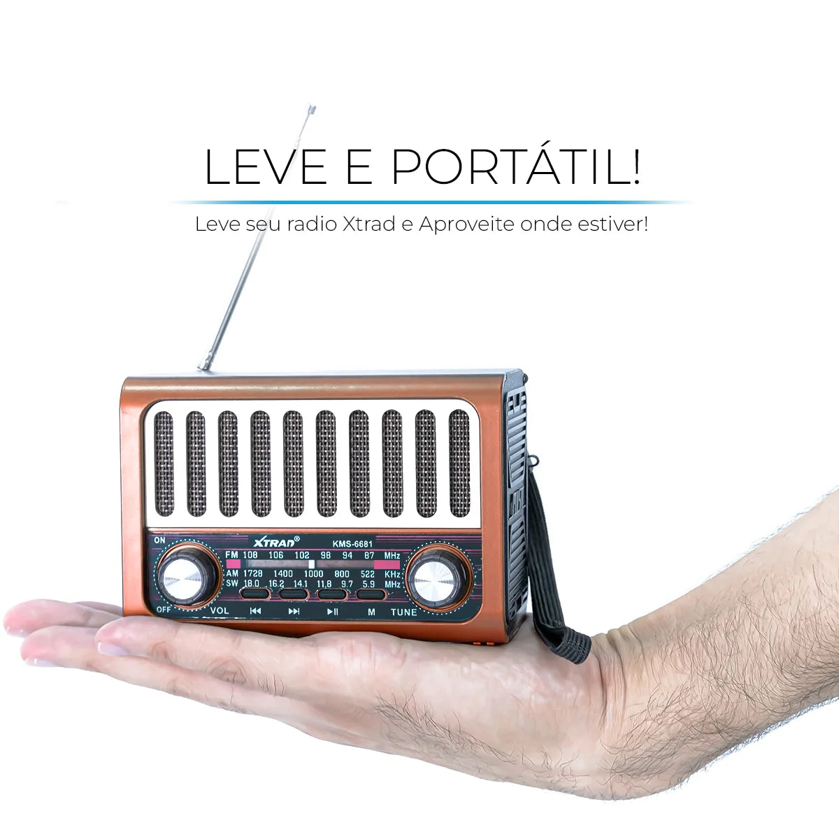 Rádio Retro Bluetooth Vintage Portátil FM Xtrad
