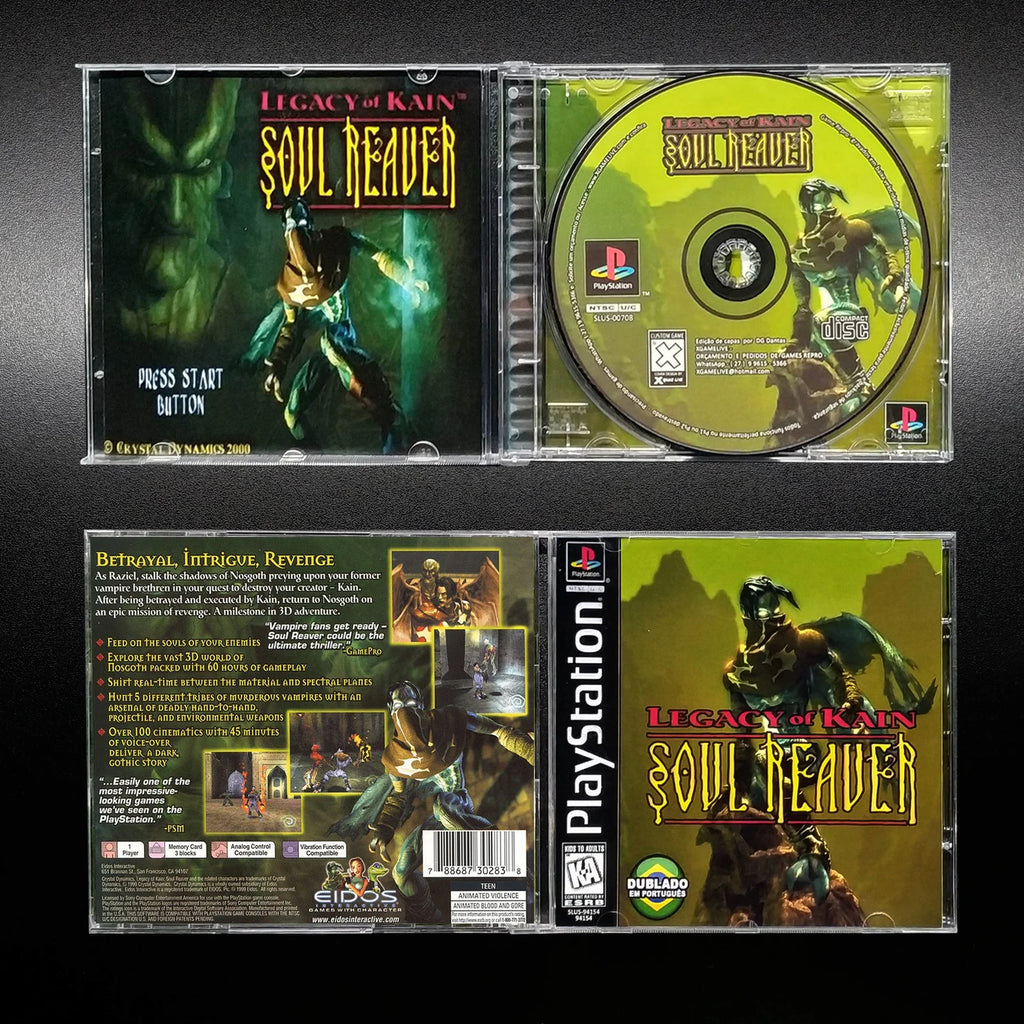 Legacy of Kain-Voiced-Black Media + Manual - Retro / Repro Game Ps1 / Psx / Play 1 Reproduction Playstation1