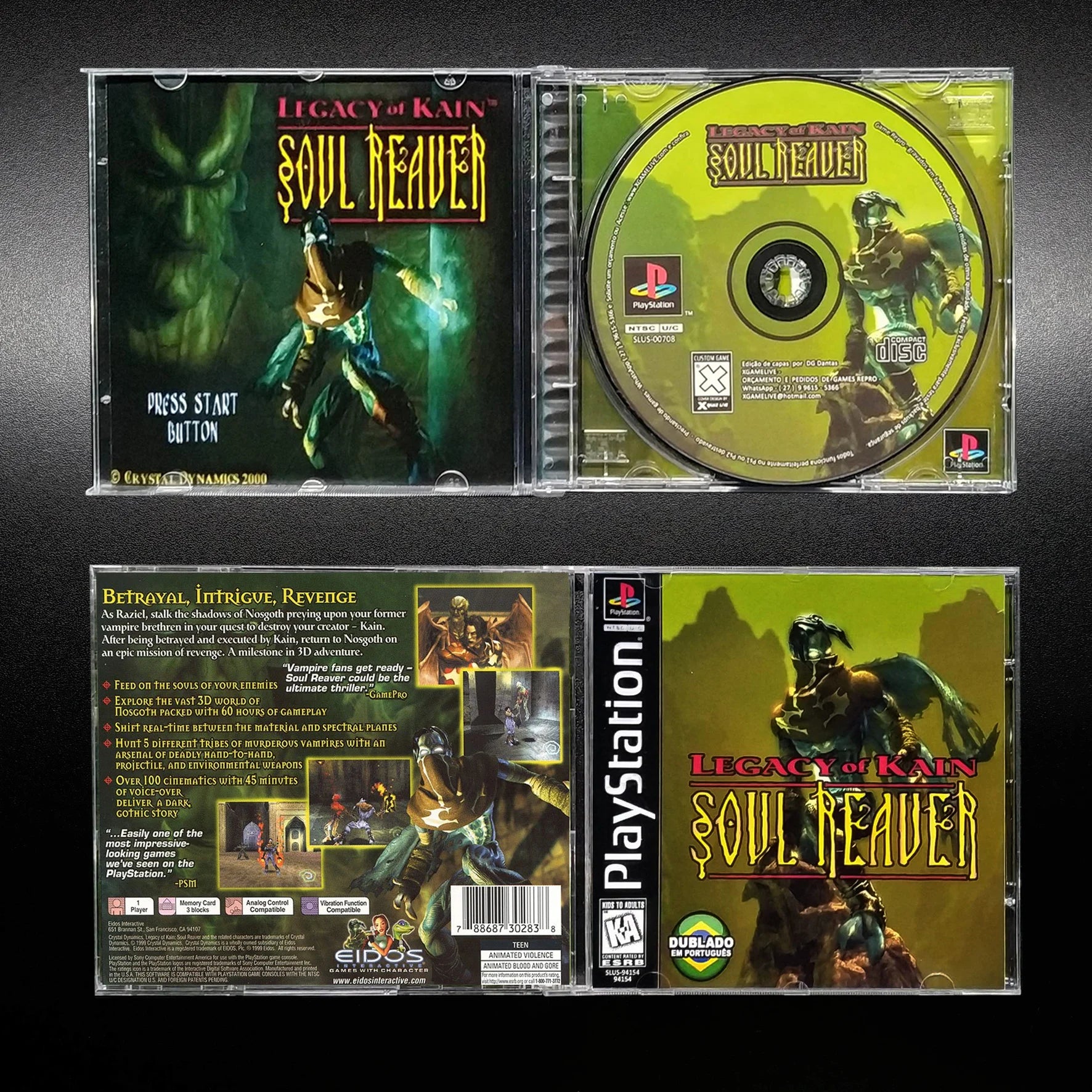 Legacy of Kain-Voiced-Black Media + Manual - Retro / Repro Game Ps1 / Psx / Play 1 Reproduction Playstation1