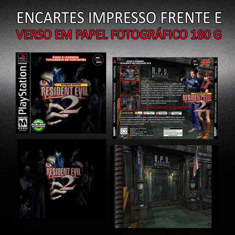 Resident Evil 2 - Dublado em Português / Jogo / Game Repro - Ps1 / Psx / Play 1 - Reproduction Playstation1