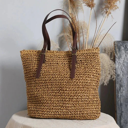 Sacola de Ombro de Palha Verão: Elegância e Estilo para Suas Férias de Praia