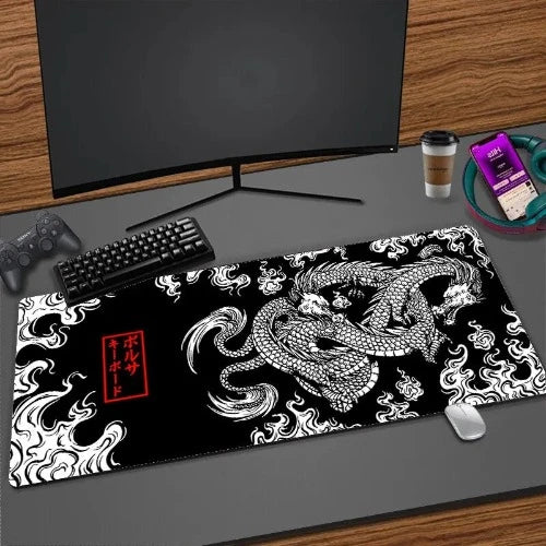 Mouse Pad Gaming Dragão Japonês - Gamer Mousepad para Teclado e Mouse, Tamanho XXL, Velocidade da Mesa, Anime