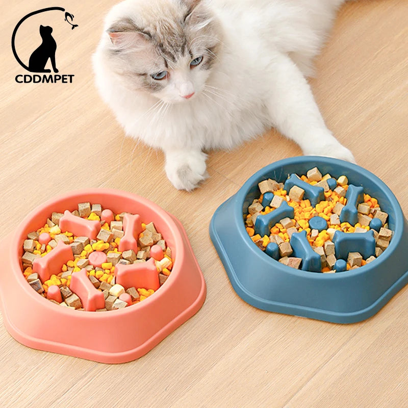 Slow Food Bowl para cães pequenos, à prova de entupimento, tigelas de alimentação para animais de estimação Slow Eating, cachorro e gatos antiderrapantes, placa PP para alimentos