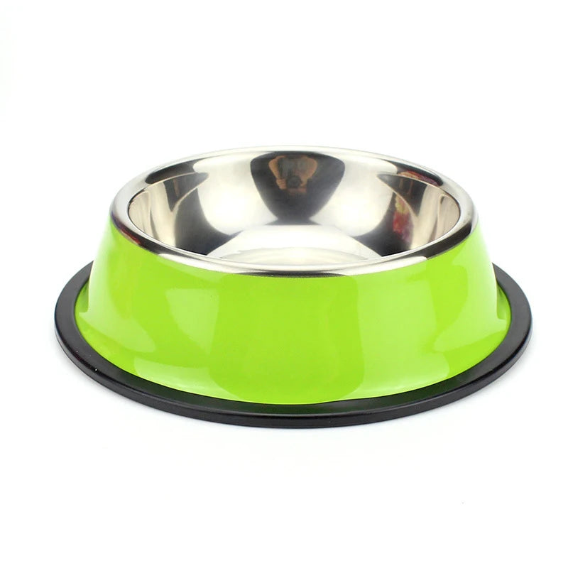 Tigela de cães e gatos de aço inoxidável, antiderrapante, comida, bebida, água, recipiente alimentar, prato, cachorro, alimentador de gatinhos, suprimentos para animais, 200-1600ml