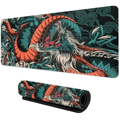 Mouse Pad Gaming Dragão Japonês - Gamer Mousepad para Teclado e Mouse, Tamanho XXL, Velocidade da Mesa, Anime