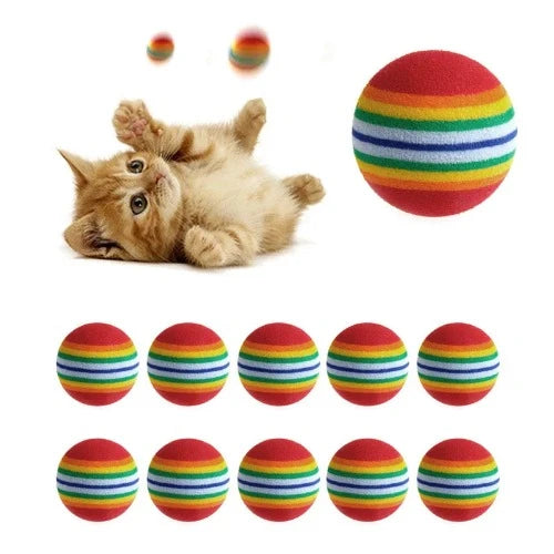 Bolinha Para Gato Silicone 10 pçs eva arco-íris