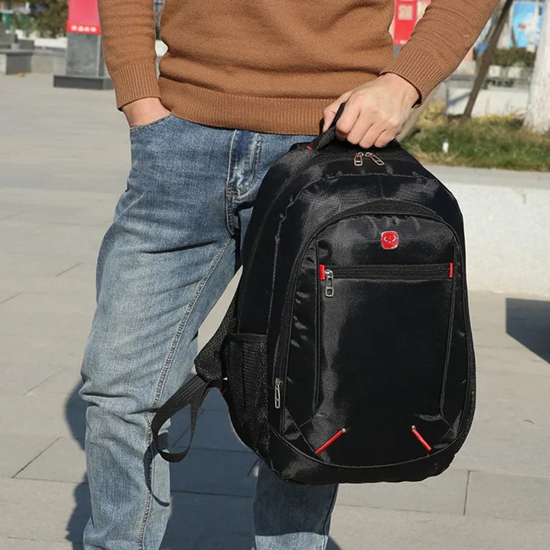 Bolsa de estudante Oxford de grande capacidade, mochila simples multifuncional masculina, material casual de cor sólida, nova