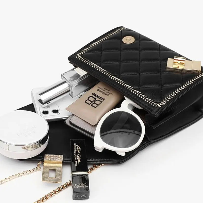 OEING-Bolsa de Ombro de Couro Luxo com Corrente Geométrica para Mulheres, Bolsas Pequenas para Senhoras, Bolsas Noite, Embreagem De Casamento, Designer, 2021
