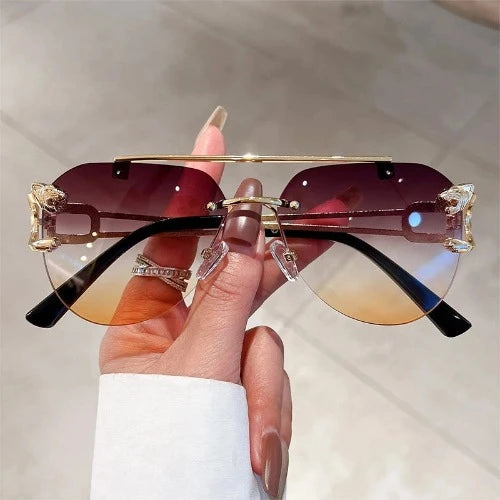 óculos de sol feminino luxo sem aro do vintage moda óculos lunette grandes tons soleil femme gafas de sol