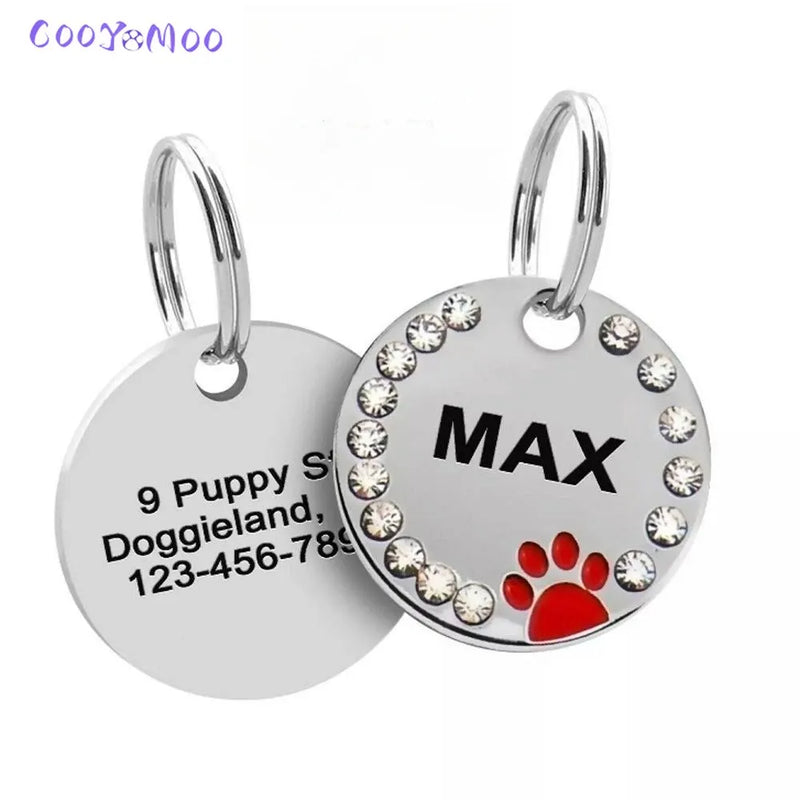 Personalizado gravado aço inoxidável Dog Tag, Pet ID Tag, Anti-Lost Acessórios para cães, cachorro e gato, nome e número