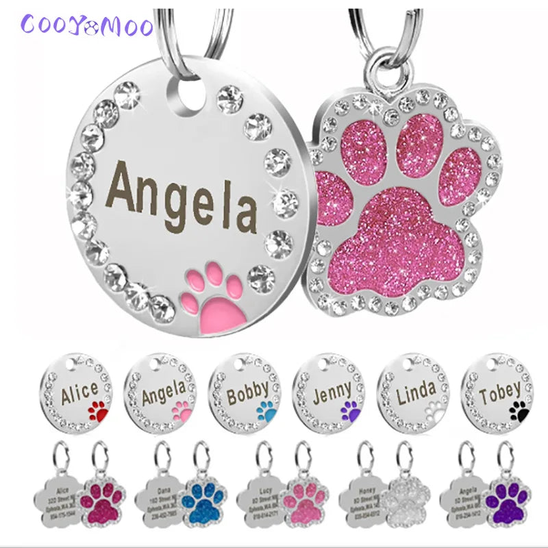 Personalizado gravado aço inoxidável Dog Tag, Pet ID Tag, Anti-Lost Acessórios para cães, cachorro e gato, nome e número