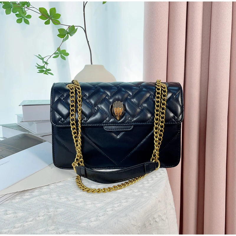 Bolsa de corrente de ombro único losango feminina, bolsa mensageiro elegante e elegante, pequena bolsa quadrada, fivela de metal, nova, verão, 2023