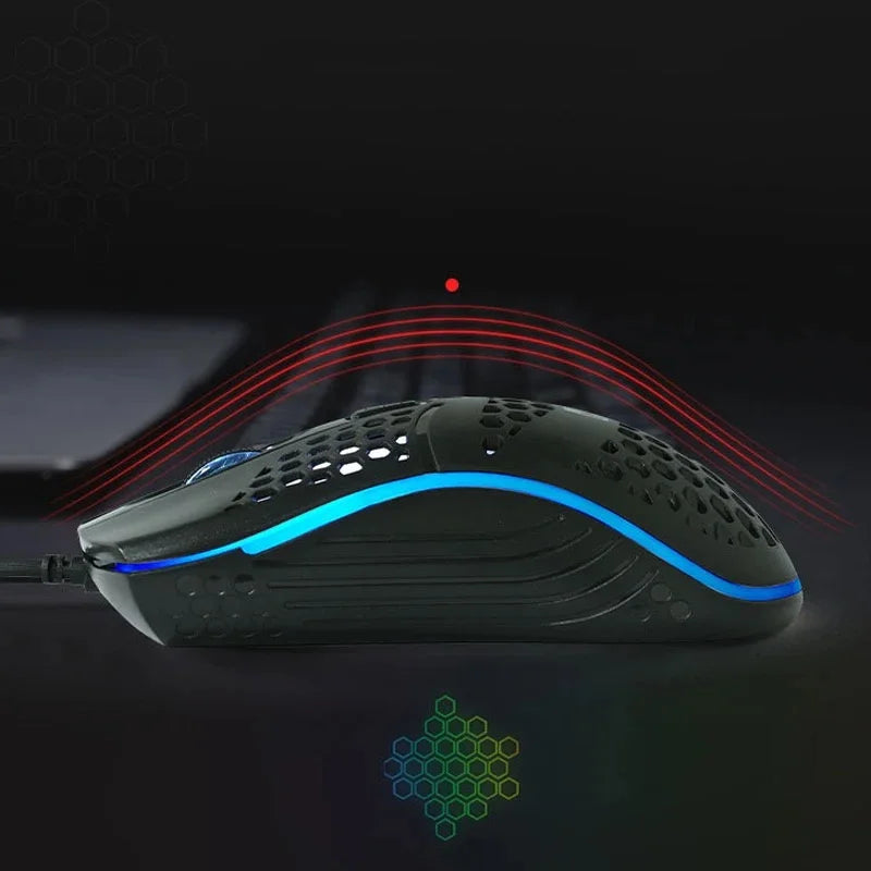 Mouse Óptico Com Fio USB RGB para Computador e Notebook