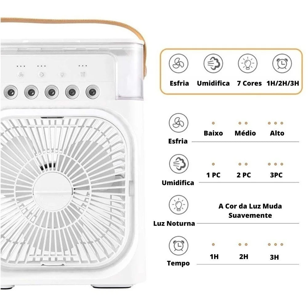 Refrigerador De Ar Ventilador Umidificador Portátil Com Reservatório De Ar Condicionado Led Água Ventilador Com Bateria de 1200mAh