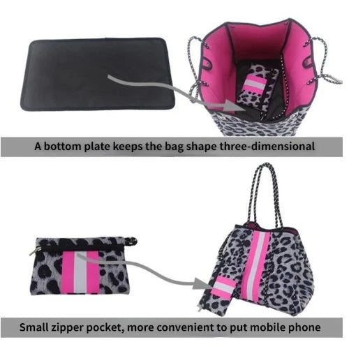 Bolsa de praia de neoprene feminina, bolsa de ombro de grande capacidade, bolsa de viagem impermeável, bolsa de ginástica para férias, feminina, verão