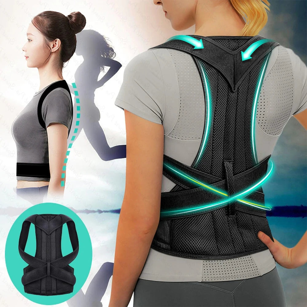 Cinto reforçado coluna lombar postura corrector colete ajustável volta suporte cinta ombro coluna cinta pescoço maca trainer