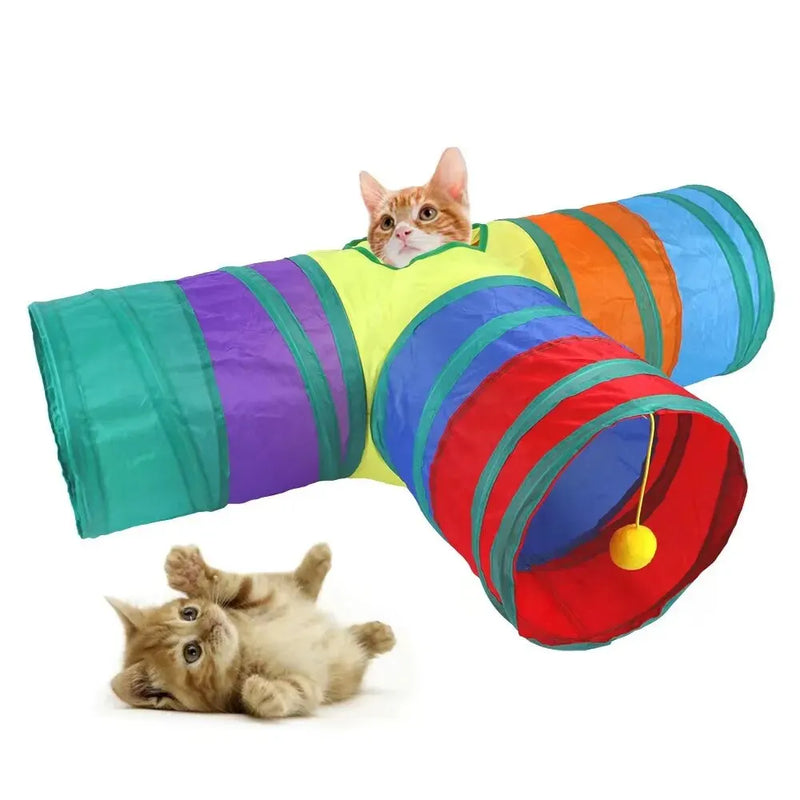 Dobrável jogando túnel para gatos, brinquedos do tubo, conectável, dobrável broca buraco, gatinho, brinquedos coloridos do animal de estimação