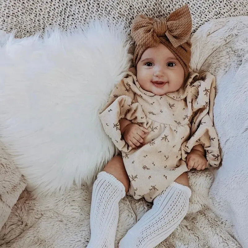 Cute Baby Turbante Hat Dupla Camada Grande Bowknot Chapéu Recém-nascido Macio Quente Elástico Crianças Cabeça Wraps Beanie