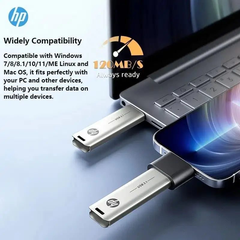 HP X796 Metal USB Flash Drive | Alta Velocidade | Personalidade Criativa | Presente de Música | USB 3.1 | 32GB, 64GB, 128GB, 256GB