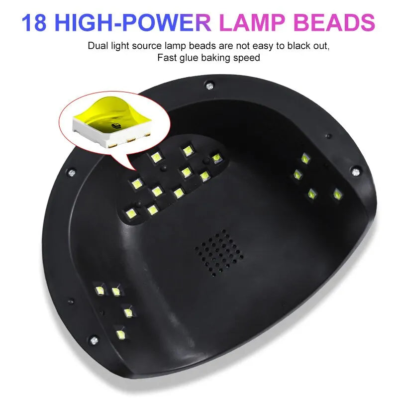 Secador de unhas profissional com Sensor Infravermelho, Manicure Lâmpada para cura rápida Todos Gel UV, Secador de unhas polonês, Ferramentas do salão, 18LEDs
