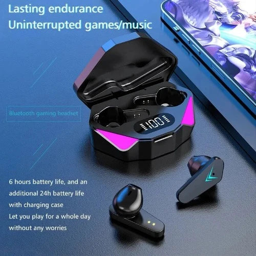 Fones de Ouvido Bluetooth Sem Fio X15 TWS: Experiência Gamer com Display LED, Microfone Integrado e Cancelamento de Ruído