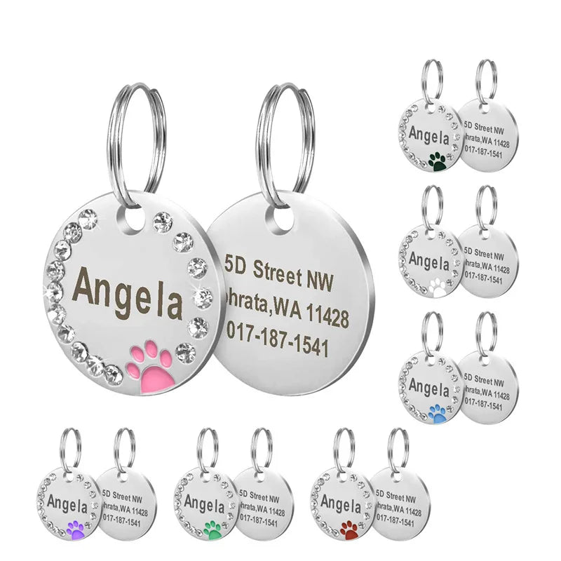 Personalizado gravado aço inoxidável Dog Tag, Pet ID Tag, Anti-Lost Acessórios para cães, cachorro e gato, nome e número