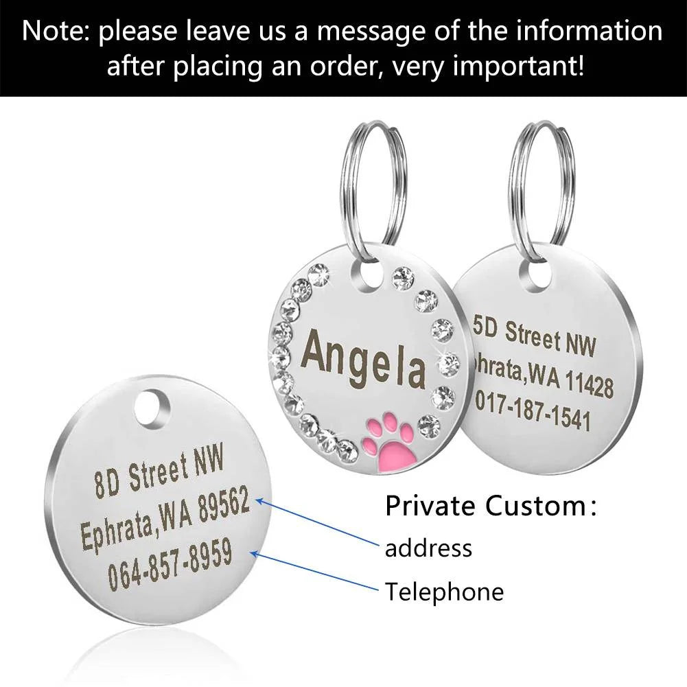 Personalizado gravado aço inoxidável Dog Tag, Pet ID Tag, Anti-Lost Acessórios para cães, cachorro e gato, nome e número