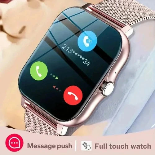 Smartwatch Android, o relógio inteligente para homens e mulheres, chamada bluetooth, oxigênio no sangue, pressão arterial, tela colorida, 1,44 polegad