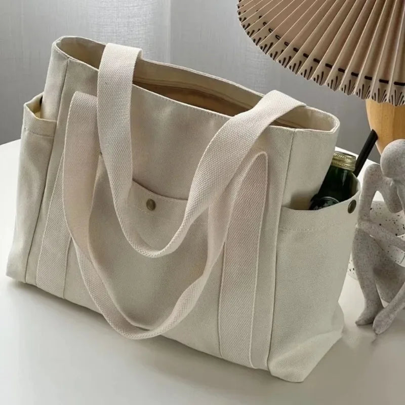 Bolsa de ombro de lona para mulheres, bolsa elegante e conveniente, sacola de grande capacidade, bolsas e bolsas