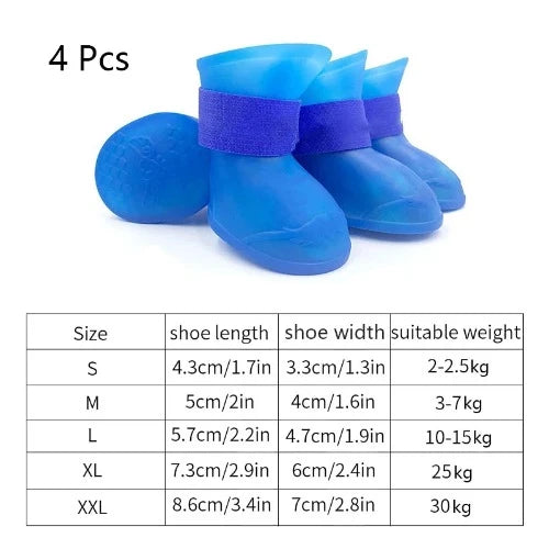 Bota de borracha para pequeno médio grande cães gatos ao ar livre sapato botas de tornozelo do cão acessórios para animais de estimação 4 pçs pet impermeável rainshoe antiderrapante