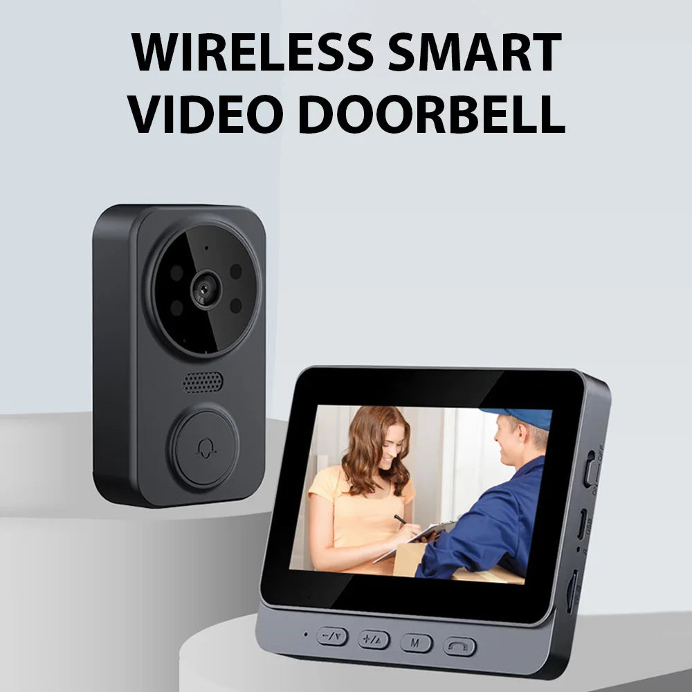 Campainha de interfone visual sem fio, tela IPS de 4,3 ", 2.4G, monitoramento inteligente de vídeo de alta definição, interfone bidirecional