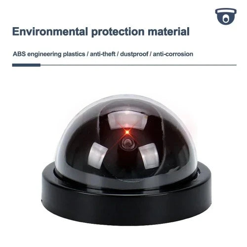 Criativo preto plástico dome cctv manequim câmera, falso LED piscando, energia via aa bateria, sistema de segurança de vigilância