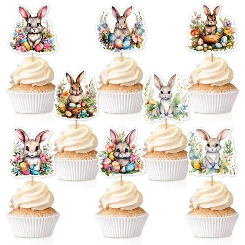 feliz Páscoa Coelhos, Sobremesa Toppers, Birthday Party, Cake Decoration Supply Easter Bunny Cupcake Toppers para crianças,