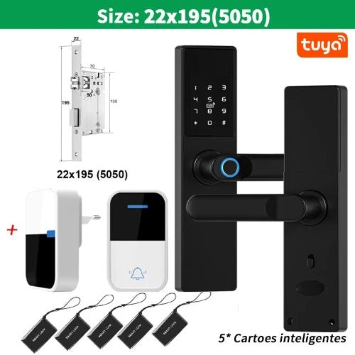 Trava de Porta Eletrônica Tuya WiFi com Aplicativo de Trava Digital Inteligente para Desbloqueio Remoto