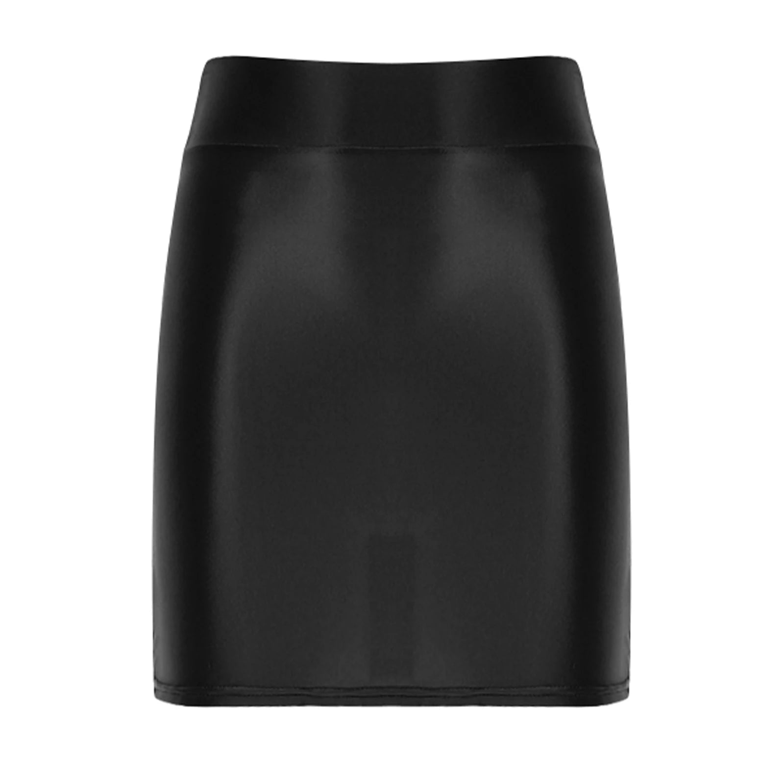 Mini saias lustrosas de cintura alta feminina, saia lápis monocromática, minissaia elástica na cintura, roupa de clube casual, festa noturna