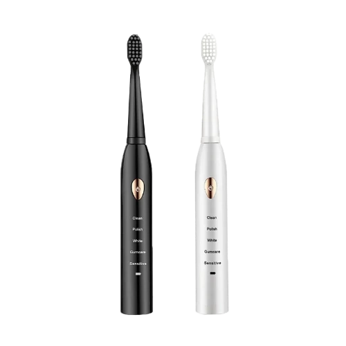 Escova de dente Jianpai-Toothbrush elétrico acústico clássico para adulto, modo 5-Gear, carregamento USB, IPX7 impermeável, preto e branco