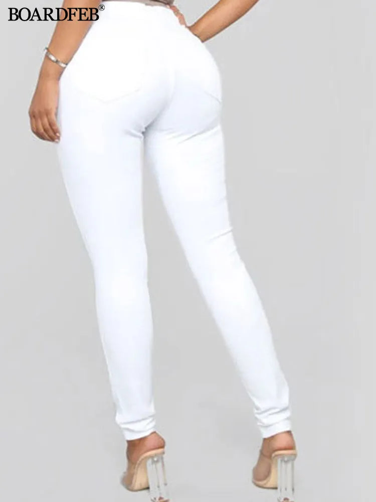 Calça jeans justa, feminina de cintura alta, calça elástica, jeans, lápis, fina, casual, escritório, primavera, verão, 2022