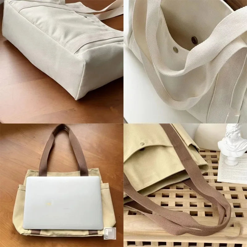 Bolsa de ombro de lona para mulheres, bolsa elegante e conveniente, sacola de grande capacidade, bolsas e bolsas