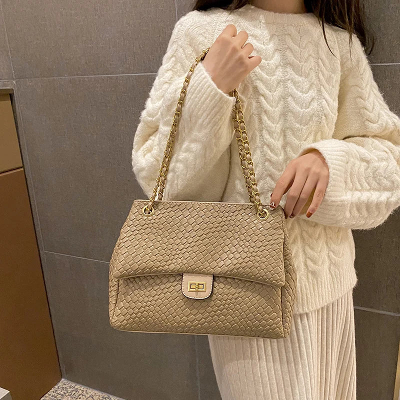 Bolsa de Hobo Crossbody feminina, bolsa de corrente, versátil, grande capacidade, novo estilo, moda, 2024