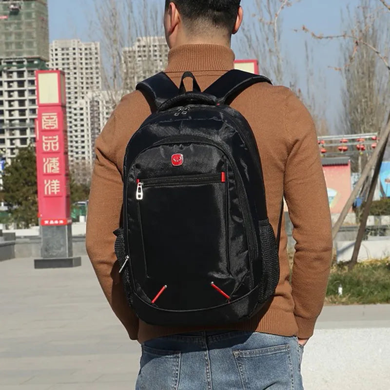 Bolsa de estudante Oxford de grande capacidade, mochila simples multifuncional masculina, material casual de cor sólida, nova