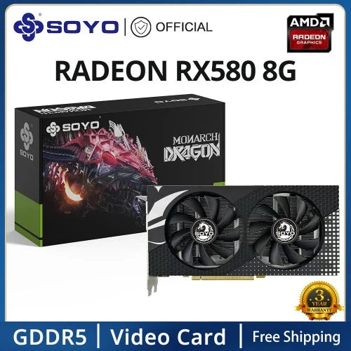 Placa de video Radeon Rx 580 series  8G soyo AMD - PCIE3.0x16 para Jogos