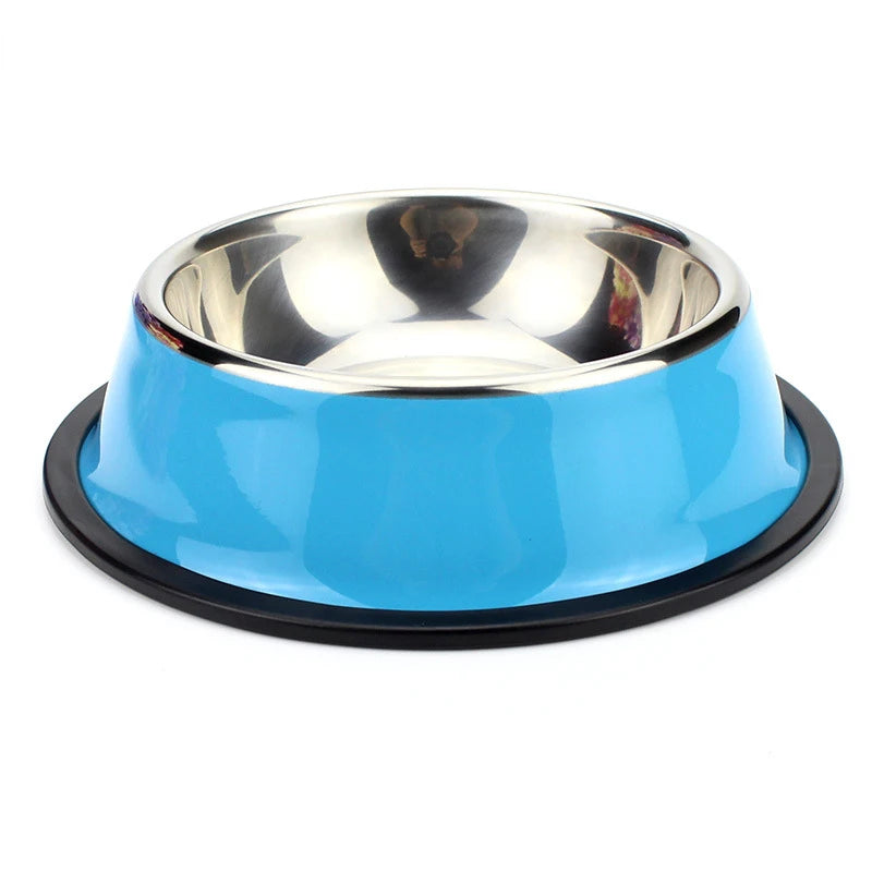 Tigela de cães e gatos de aço inoxidável, antiderrapante, comida, bebida, água, recipiente alimentar, prato, cachorro, alimentador de gatinhos, suprimentos para animais, 200-1600ml