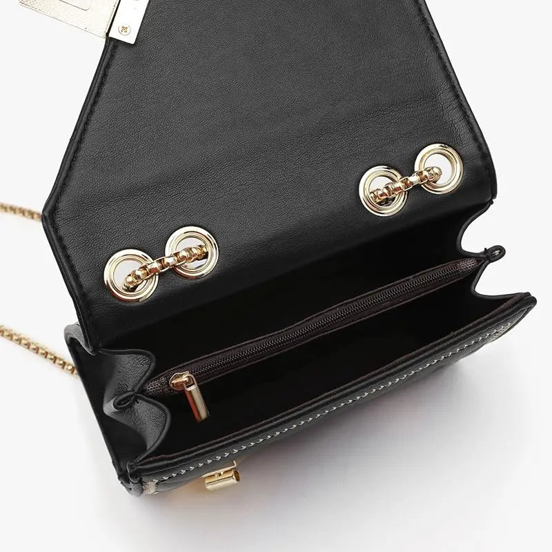 OEING-Bolsa de Ombro de Couro Luxo com Corrente Geométrica para Mulheres, Bolsas Pequenas para Senhoras, Bolsas Noite, Embreagem De Casamento, Designer, 2021