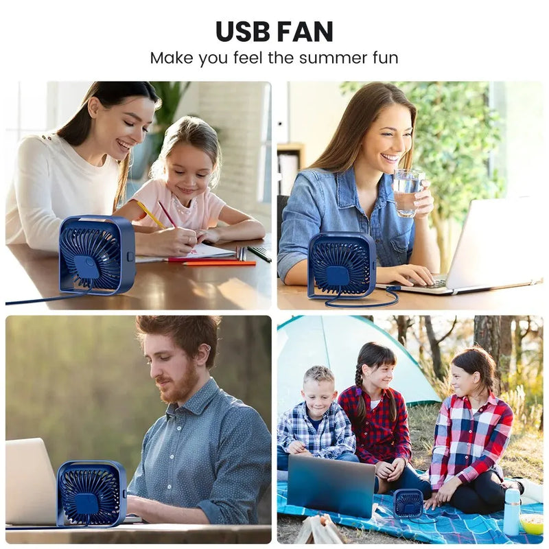 Topk-Mini Portátil USB Desk Fan, Mesa, Silencioso 3 Velocidade Vento Fan pessoal, 360 ° Cabeça Rotativa, Fãs de pé para o quarto, Camping, Hom