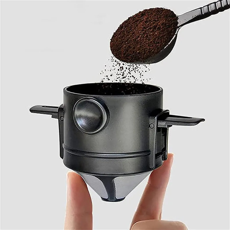 Portátil aço inoxidável reutilizável cafeteira, Mini filtro de café dobrável, Paperless Dripper Cup, portátil